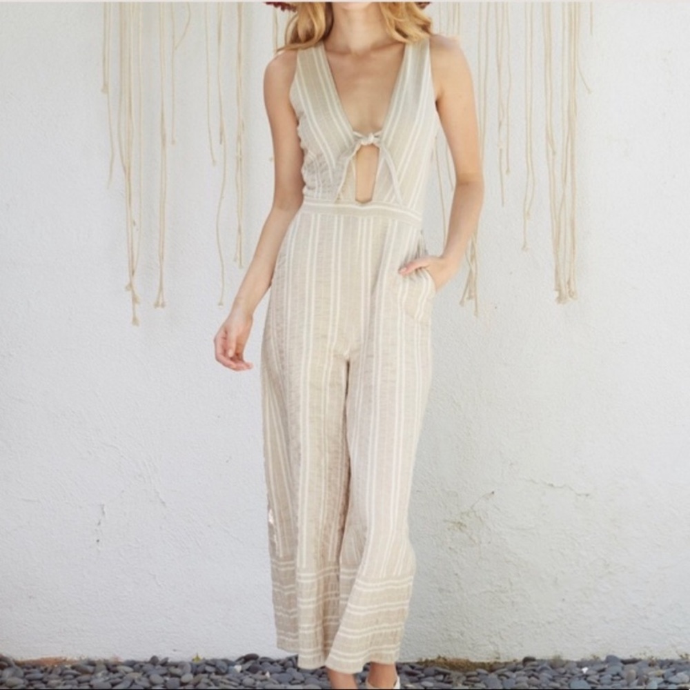 Anthropologie Lost + Wander Stripe Wide Leg Jumpsuit medium